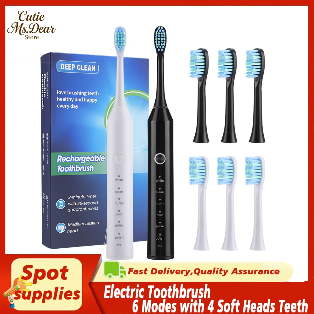 

Smart Rotating Timing Electric Toothbrush 5 Modes Rechargeable Rotary Toothbrush With 8 Replacement Brush Heads Teeth Whitening