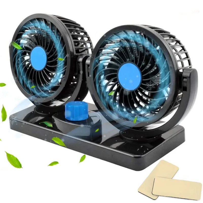Ventiladores duplos profissionais, rotação 360, ventilador de resfriamento multiângulo para sedan, rv, caminhão, barco, veículos, acampamento, escritório, acessório de uso