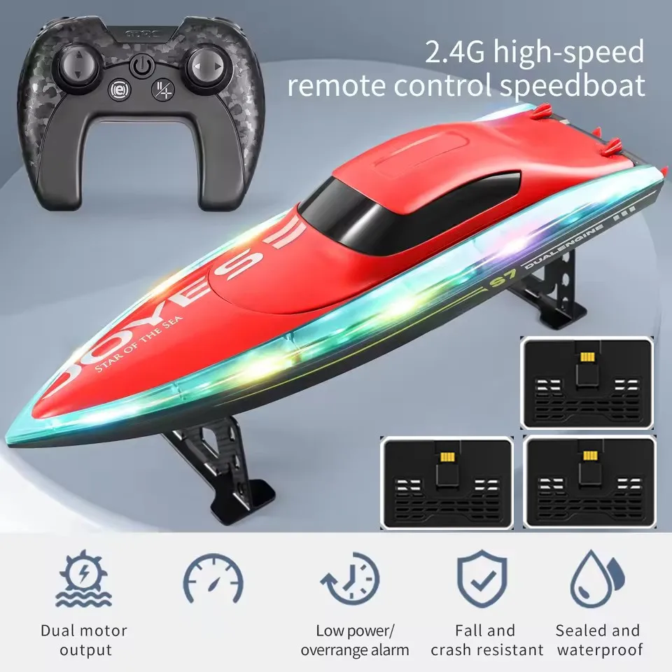 Barca telecomandata 2.4G Ship32CM Barca da corsa telecomandata ad alta velocità Barca ad acqua Modello per bambini Piscina all'aperto Giocattoli Regali