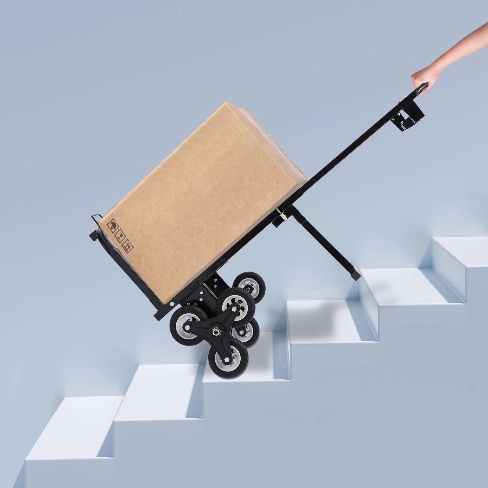 

Stair Climbing Cart 460lbs Capacity Portable Folding Trolley with 6 Wheels Stair Climber Hand Truck with Adjustable Handle