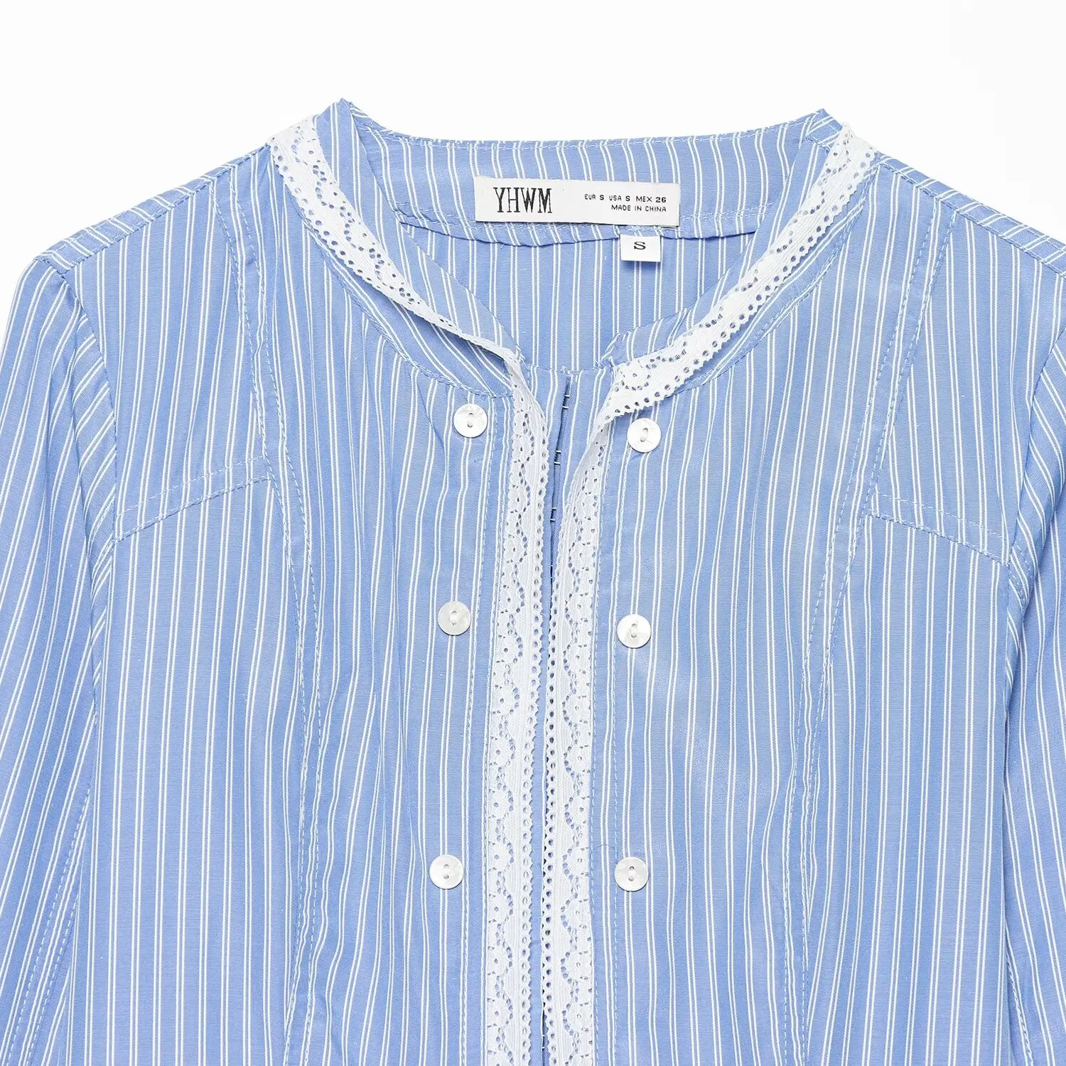 JNLEAOG Fashionable Striped Lace Decorated Silk Blouse Women's Short Outerwear Autumn 2026 Standard Fit Polyester Polyester F...