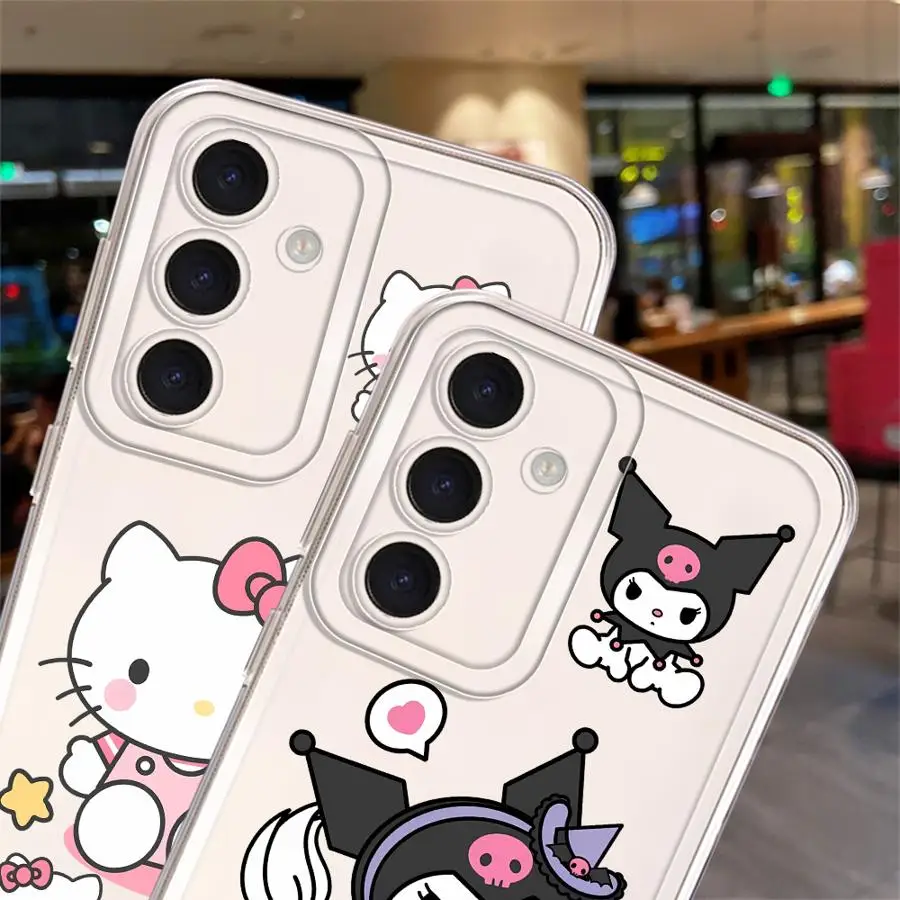 Custodia per telefono con cover trasparente per Samsung Galaxy A72 A05 A54 A56 A52 A50 A51 A73 A06 A53 A50 A03 A71 A04 A31 A02 A55 Sanrio Kuromi