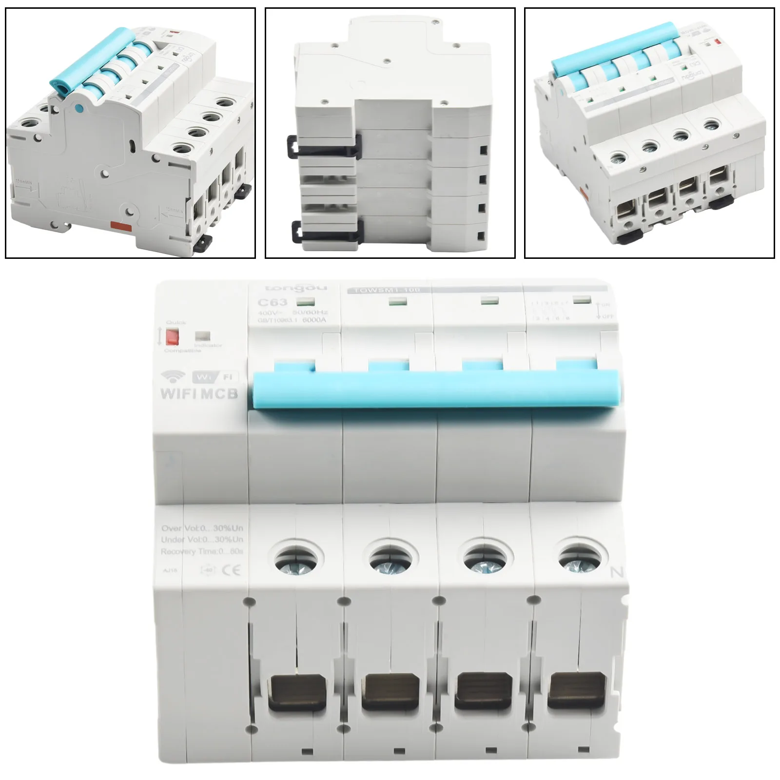 

Circuit Breaker with Remote Control via For Tuya App 6 100A Smart MCB Featuring Overload and Short Circuit Protections