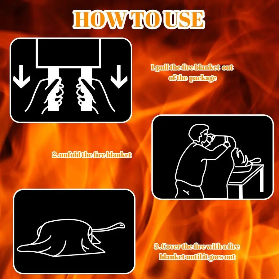 15 Pcs Fire Blanket Fiberglass Fire Emergency Flame Retardant Safety Fireproof Safety Suppression Cover Blanket for Kitchen, Hom