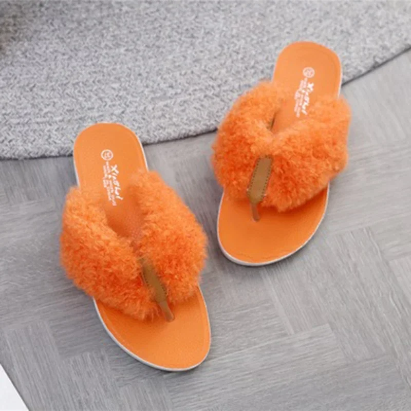 Spring And Summer New Style Cashmere Fashion Can Be Worn Outside Flip Flops Ladies Thick-Soled Home Non-slip Waterproof Shoes