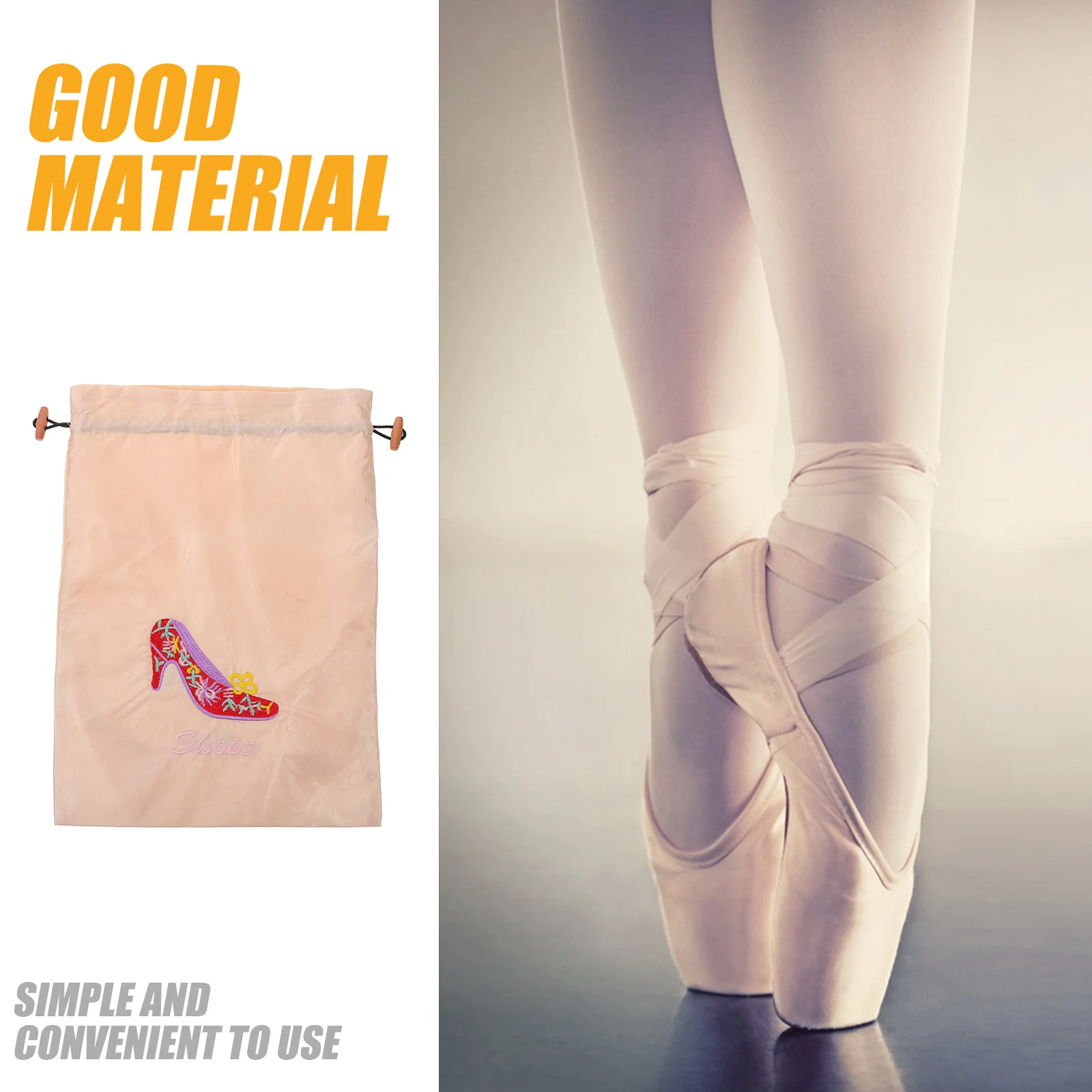 حقيبة أحذية الباليه، إغلاق قوي برباط، منظم أحذية الرقص المريح، محمول لممارسة الرقص والسفر