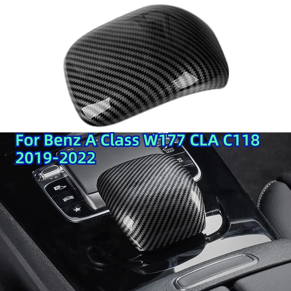 

For Mercedes-Benz A Class W177 CLA C118 2019-2022 Car Gear Head Shift Knob Cover ABS Carbon Fiber Trim Sticker Car Accessories