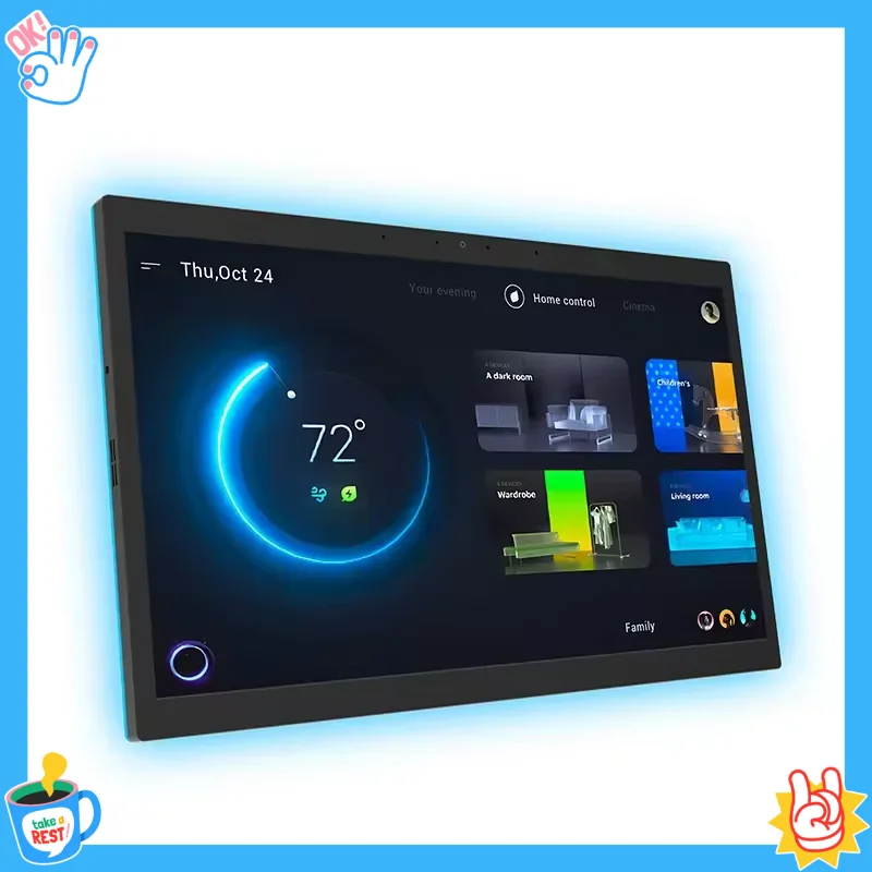 2026 New  Smart Home Control Panel 15.6“ Android 14 POE Tablet ,Wall Mount Touch Screen Display,in-built MQTT,with LED lights