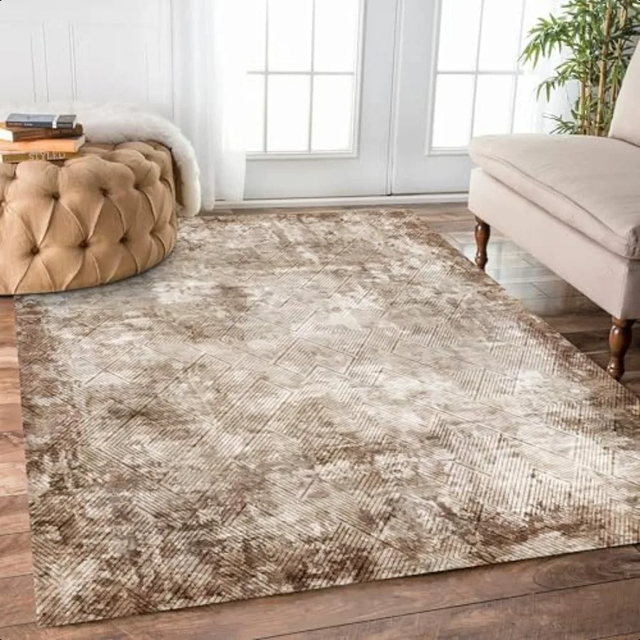 

3' x 5 ' Washable Area Rug Low Pile Soft Indoor Rug for Living Dining or Bedroom Lightweight Carpet with NonSlip Backing Folda