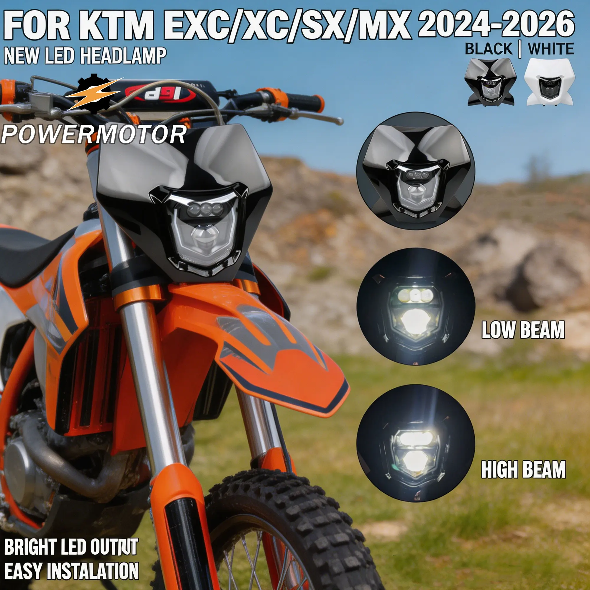 

DirtBike Motorcycle LED Headlight Fairing For KTM XC XC SX MX 125 250 300 450 2024 2025 2026 Off-Road Racing HeadLamp Assembly