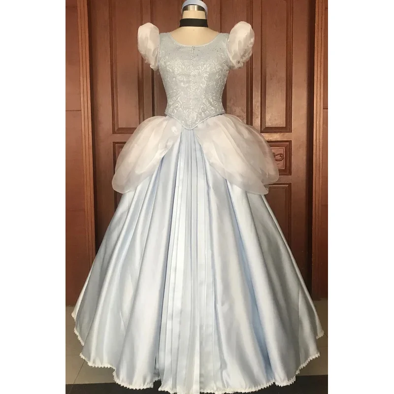 Fashion Style Cinderella Dress Women Halloween Cosplay Birthday Party Gift Cinderella Costume Fancy Printing Lace Up Skirt