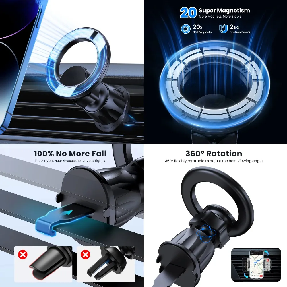 

ftvae Mag-Safe Phone Holder Car, Magnetic Phone Car Mount, Air Vent Car Phone Holder with Strongest Magnet, Car Cradle for iPhon