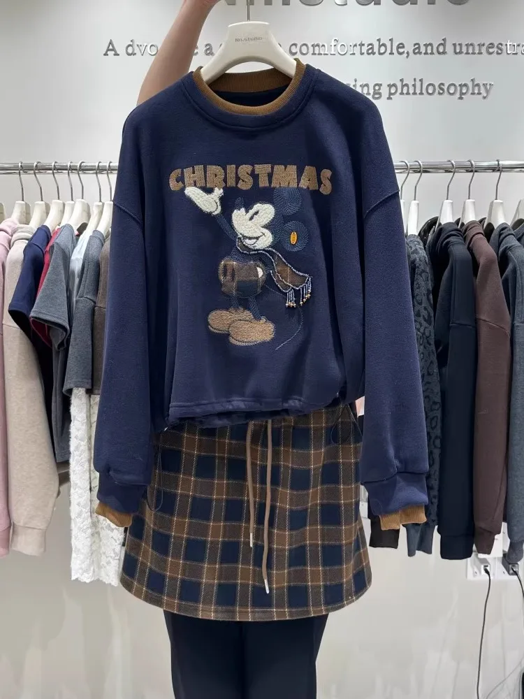 Ensemble de mode pull pull femmes automne hiver Unique artisanat lourd dessin animé broderie haut à manches longues