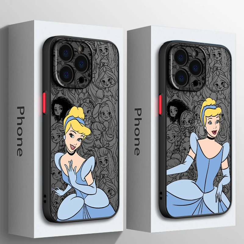 Princess Cinderella Disney For Apple iPhone 15 14 13 12 11 Mini XS XR X Pro MAX 8 7 6 Plus SE 2020 Frosted Translucent