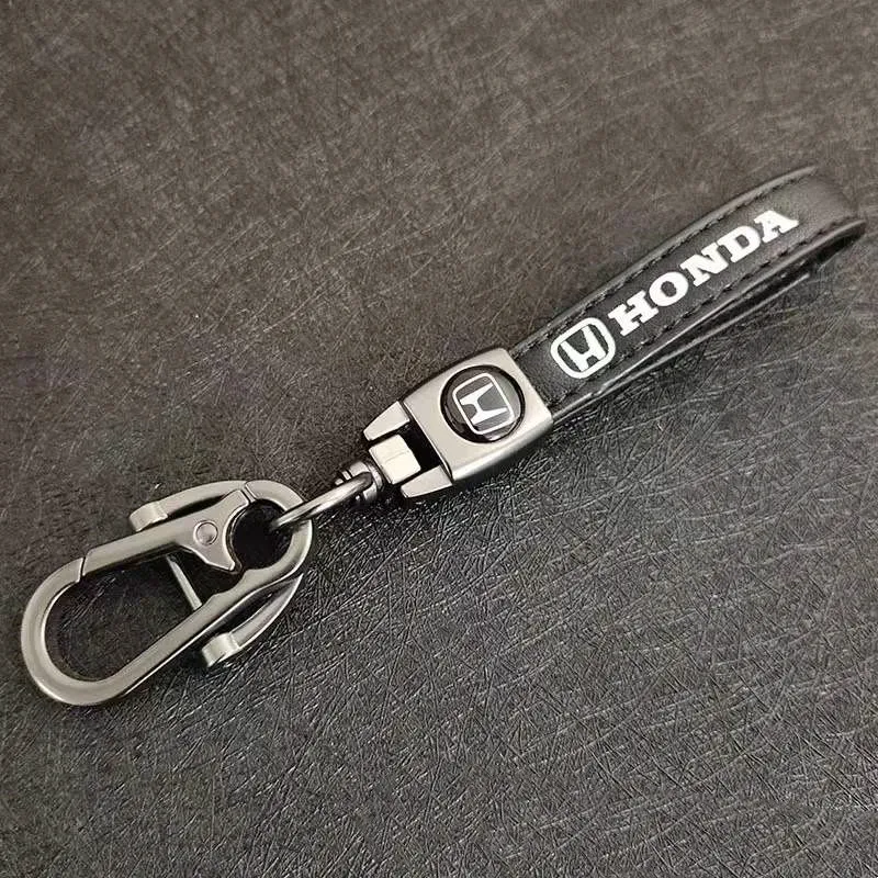 High-quality Metal+Leather Car Emblem Keychain Key Ring For Honda Mugen Jazz Insight Freed Fit CRV Civic Accord City Accessories