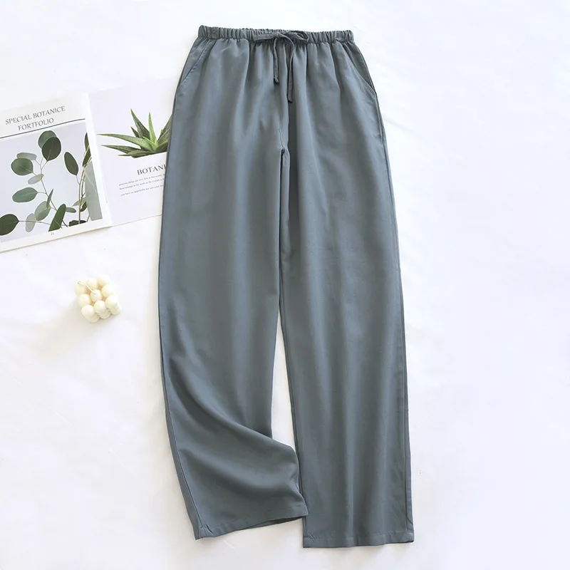 2024 Summer New Couple Sleeping Pants Viscous Fiber Large Size Loose Pants Men\'s and Women\'s Thin Loose Solid Color Home Pants