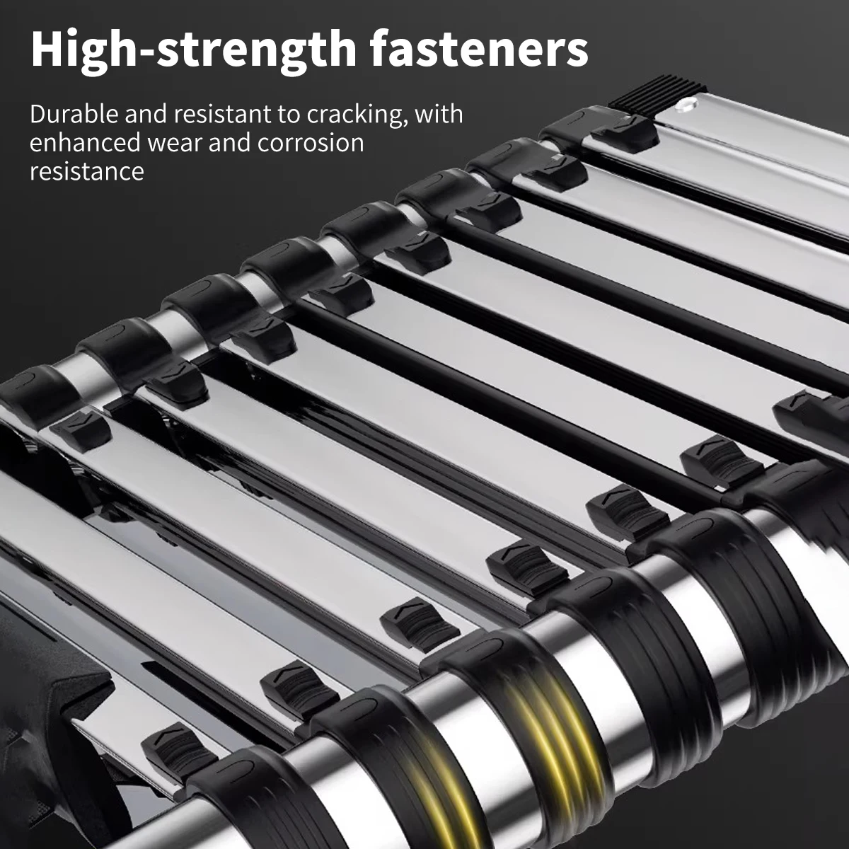 AIRAJ 2.7-4.7M Telescopic Ladder, Portable & Durable, Fast Retraction, Reinforced Ribs, Non-Slip Stainless Steel, Attic Ladder