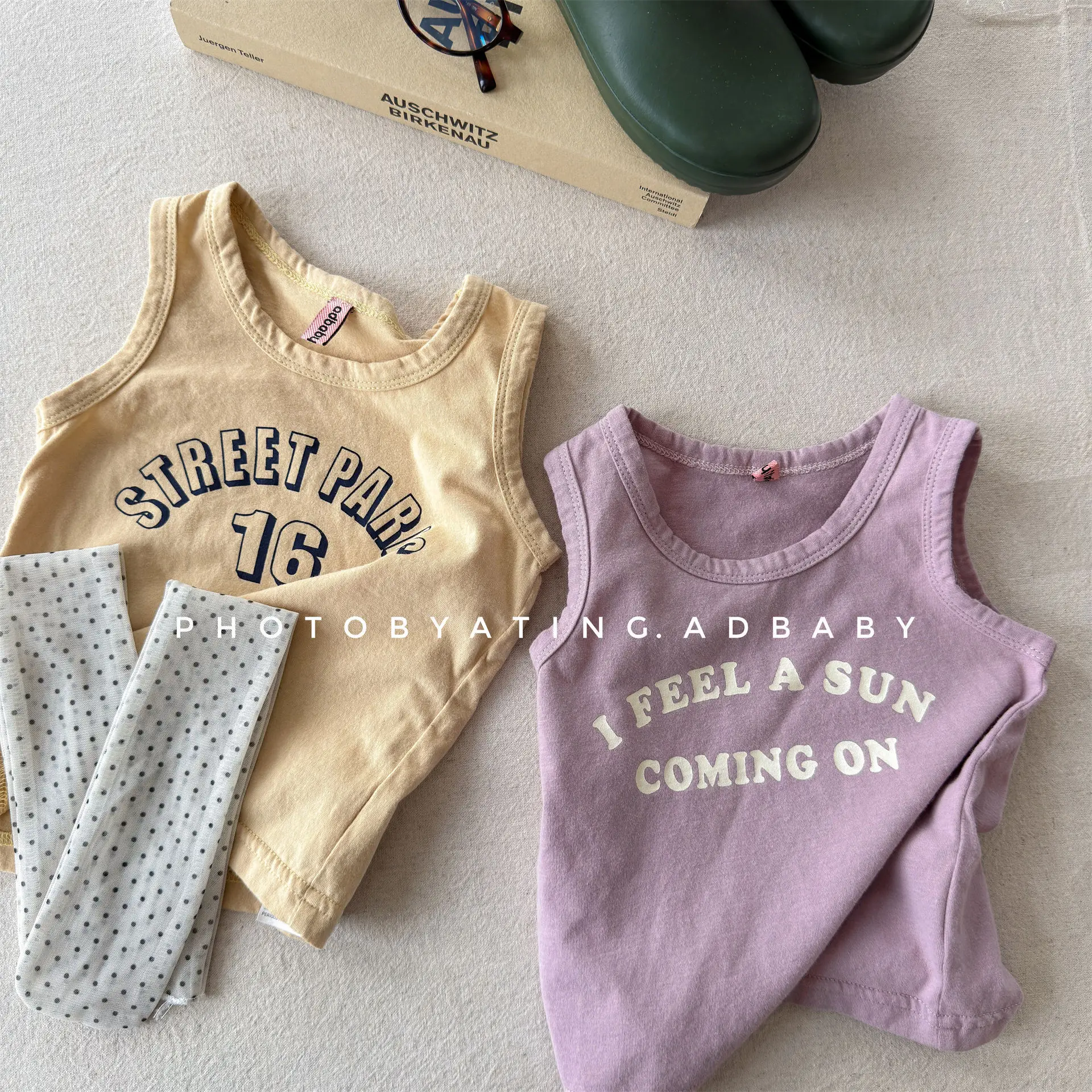 

2026 Summer New Boys Girls Thin Cotton Sleeveless Vest Children Casual Tops Baby Letter Vest Kids O-neck T Shirts Infant Clothes