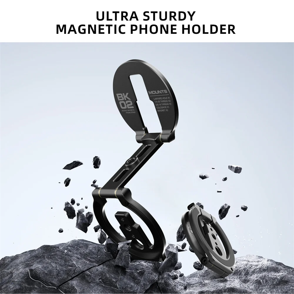 Dual Magnetische Telefoon Houder voor Statief/Camera/Reizen Vliegtuig Stand Ultradunne 1/4 "Schroef Statief Mount voor Iphone 16-12 Android