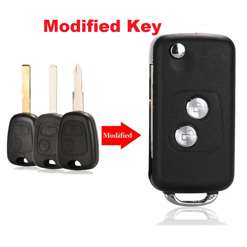 

jingyuqin Modified Flip Car Key Case Blank Shell For Citroen C1 C2 C3 Xsara Picasso For Peugeot 206 306 307 406