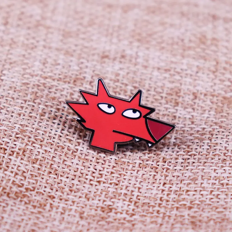 الأحمر الذئب المينا دبابيس الفضاء ذئب ظهره التلبيب دبوس قميص حقيبة شارة مجوهرات هدية للأصدقاء