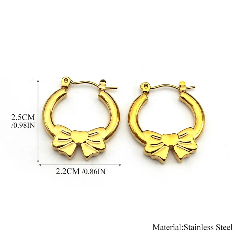2024 Trend Cute Bowknot Butterfly Stainless Steel Earrings for Women Girls Gold Color Ear Studs Charm Jewelry GiftsZZZ1106 image 6