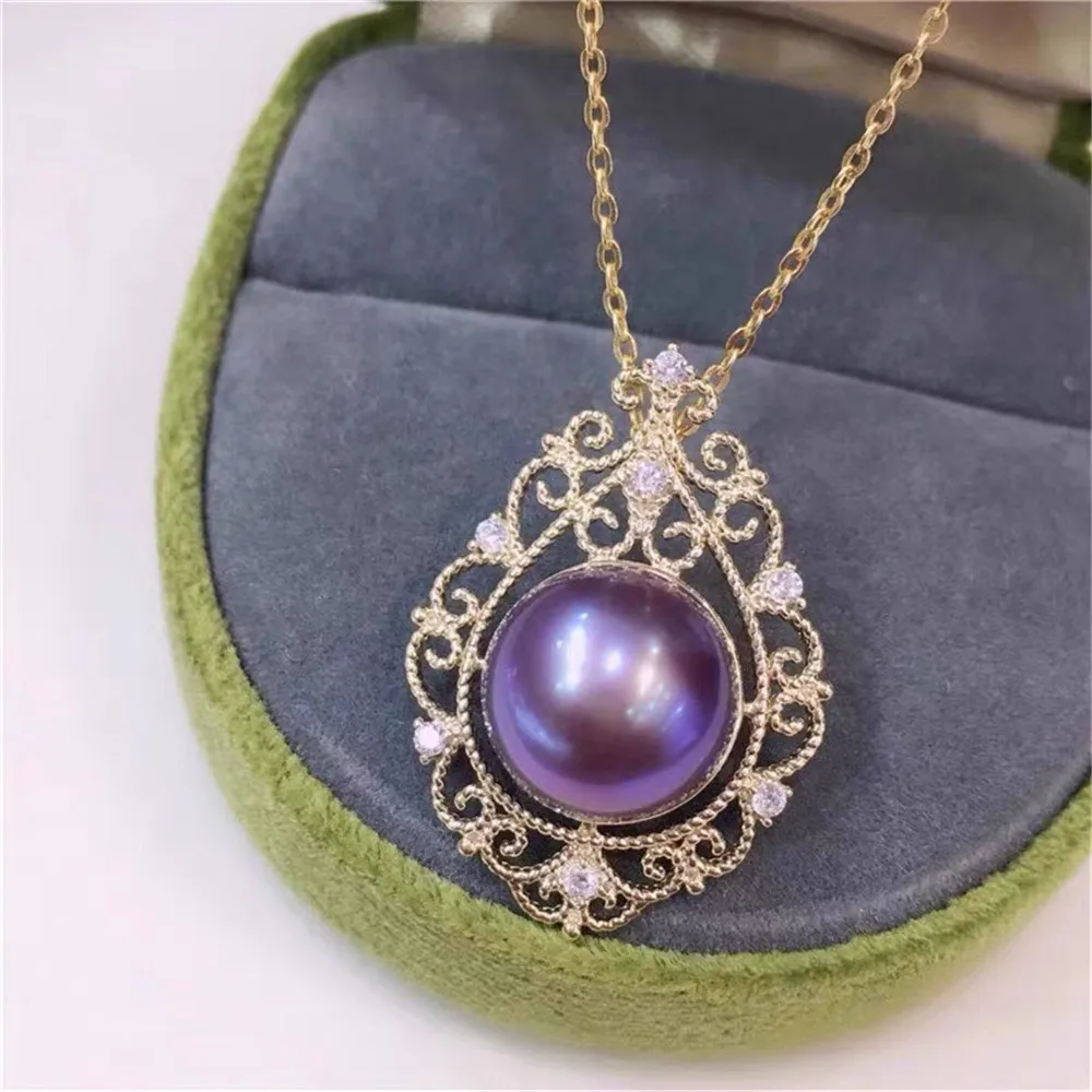 DIY Pearl Accessories 18K Bag Gold and Copper Thick Gold Plated Court Retro Lace Pendant Work in Progress Empty Tray Women