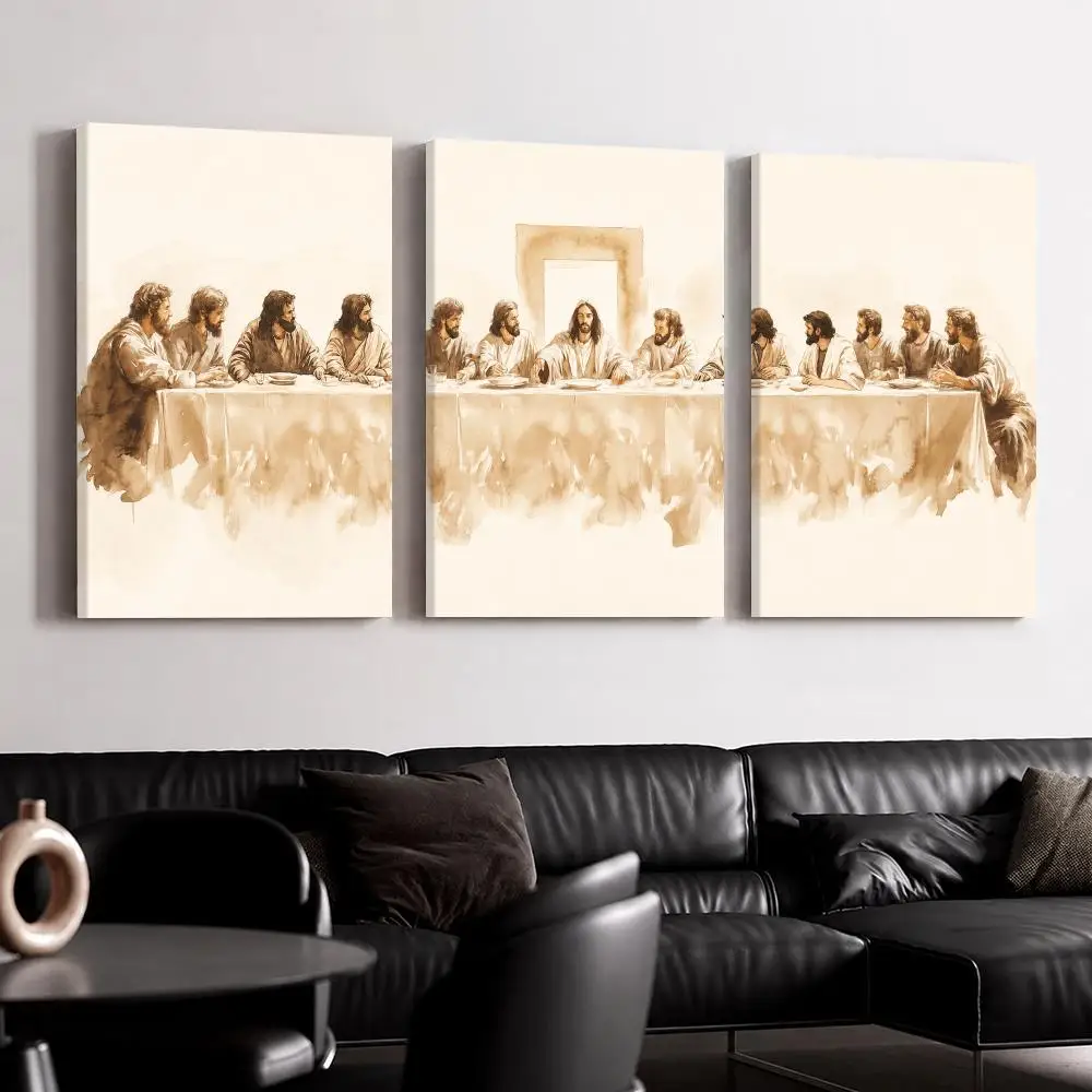 Jesus the Last Supper Framed Wall Painting Ready to Hang Canvas Wall Art Poster for Bedroom Living Room Home Decor Gift