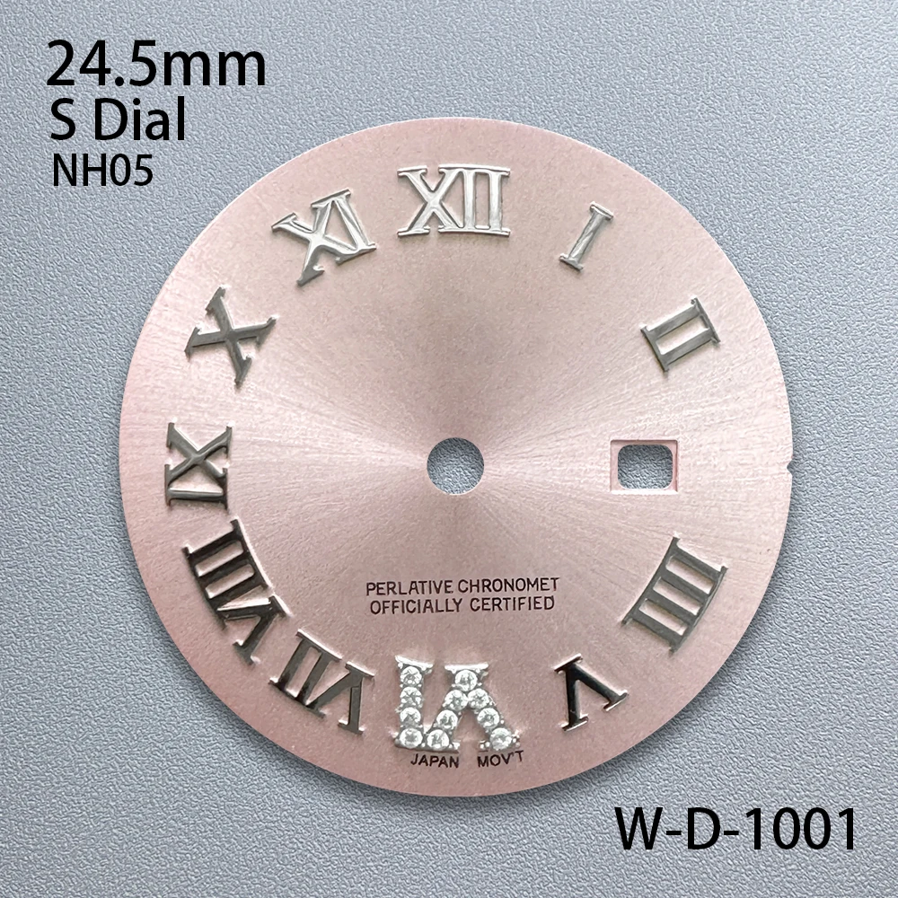 24.5mm S Logo Rome Dial Fit NH05 Japanese Movement Diamond High-Quality Sunburst Dial Watch Modified Accessories