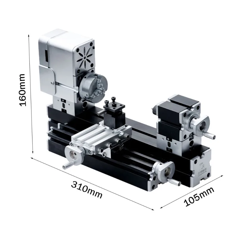 Enhanced Mini Miniature Power Metal Elevated Lathe Machine DIY Tool Benchtop For Woodworking Hobby Sience Education Modelmaking