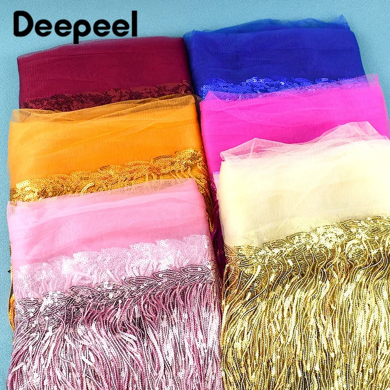 

10Yards Deepeel 18cm Sequins Tassel Fringe Trim Colorful Fabric Fringes Ribbon Wedding Dress Clothes Curtains Sewing Accessories