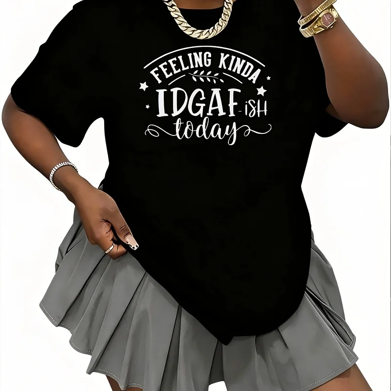 Feeling Kinda Idgaf Today Women's 100% Cotton T-Shirt Fun Print Short Sleeve Top Casual Round Neck Tee S-5Xl