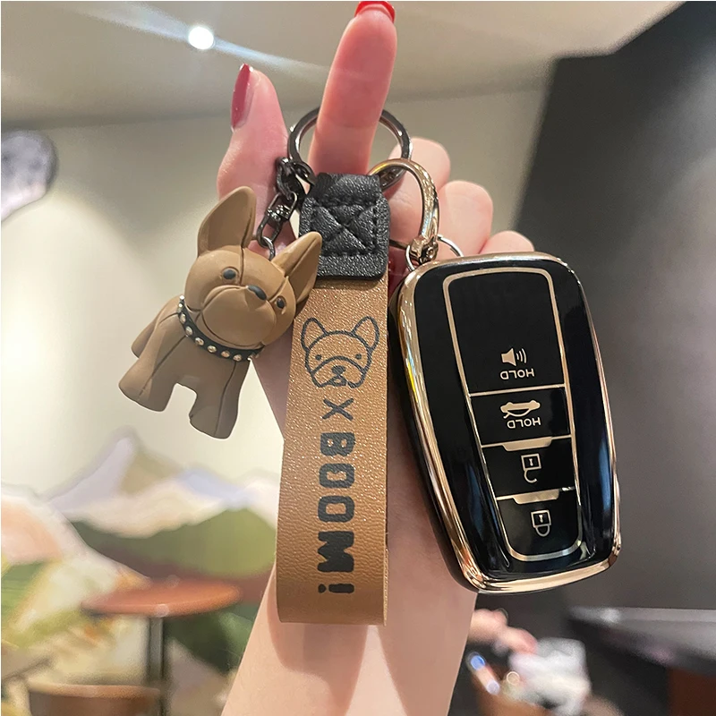 

4 Button Car Key Case Cover For 2023 Toyota Highlander XLE For 2018-2023 RAV4 Camry Corolla Avalon C-HR Prius GT86 Highlander