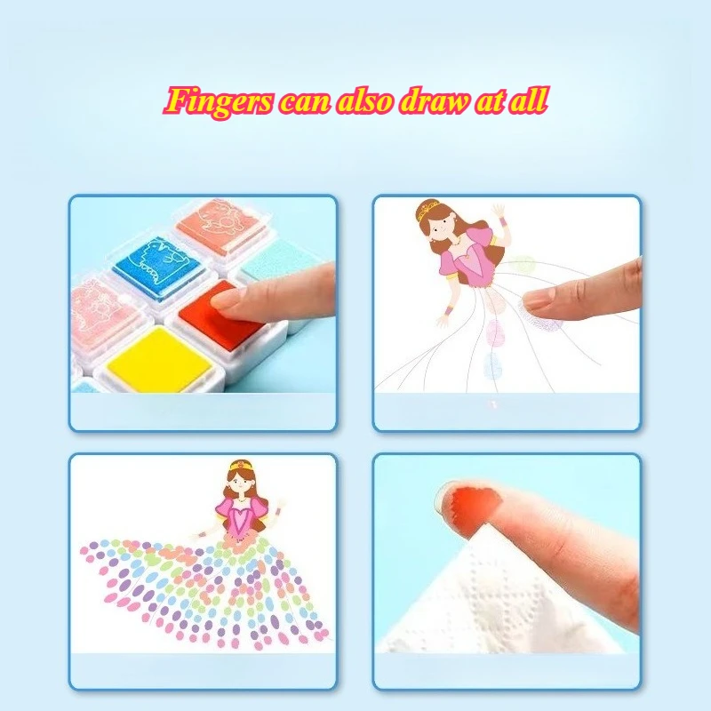 Crianças desenho de dedo 12/24 almofada de impressão colorida pintura jardim de infância graffiti álbum desenho do bebê montessori educação brinquedos habilidade