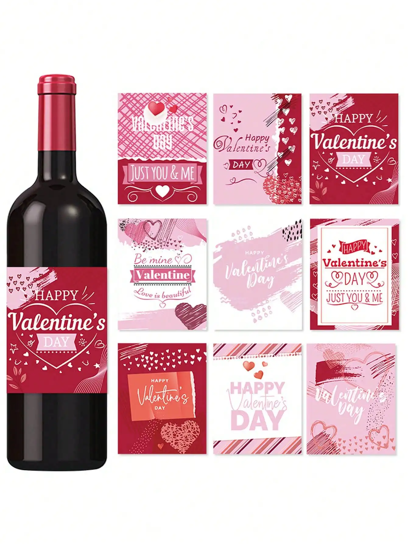 Valentine's Day Wine Bottle Stickers Champagne Bottle Labels Love Theme Label Sticker Adhesive Valentine Wine Bottle Decor