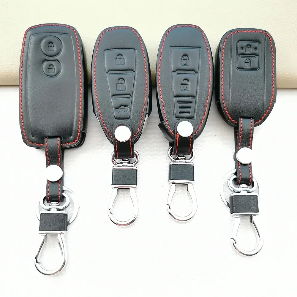 For Suzuki Baleno Ertiga Ciaz Ignis Kizashi Swift SX4 S-cross Vitars Leather Car Smart Key Cover Case Bag Protector Keychain