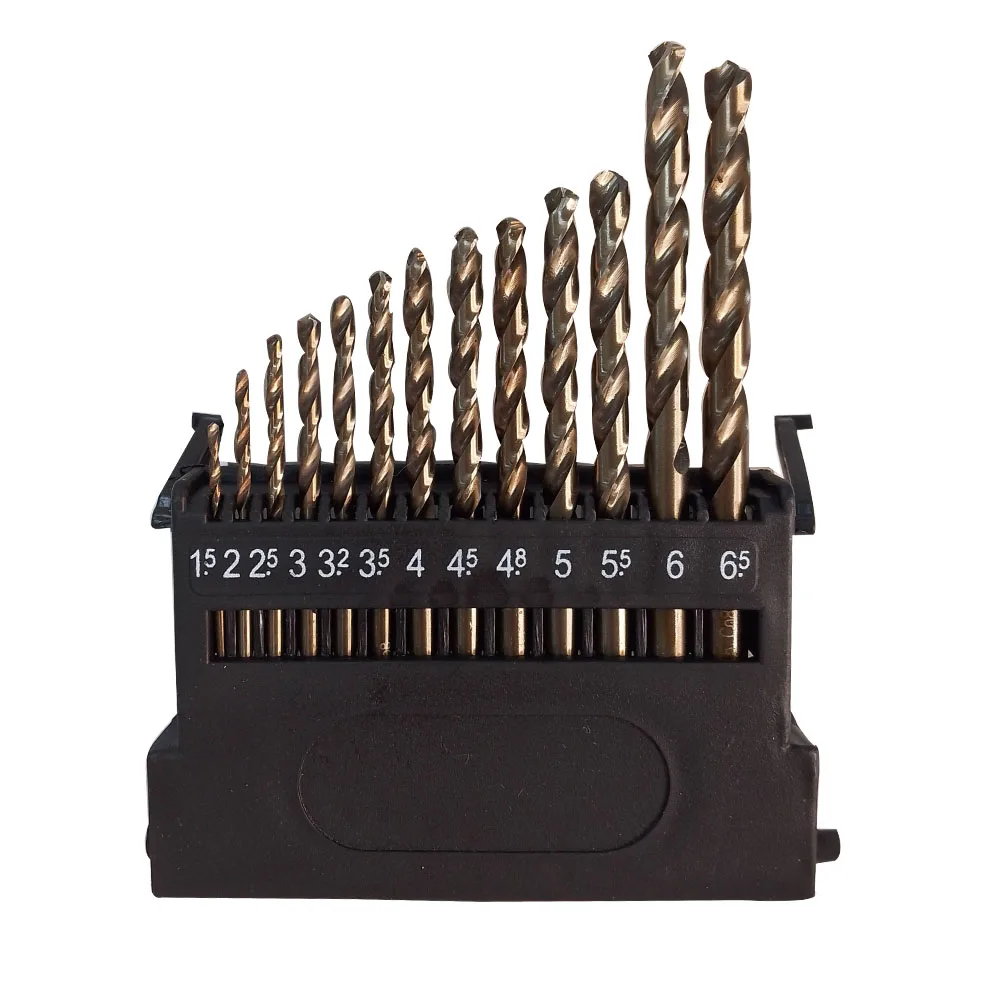 

Metric M42 8% Twist Titanium Nitride Cobalt Drill Bits Set for Stainless Steel and Hard Metal (1.5mm-6.5mm/13pcs)