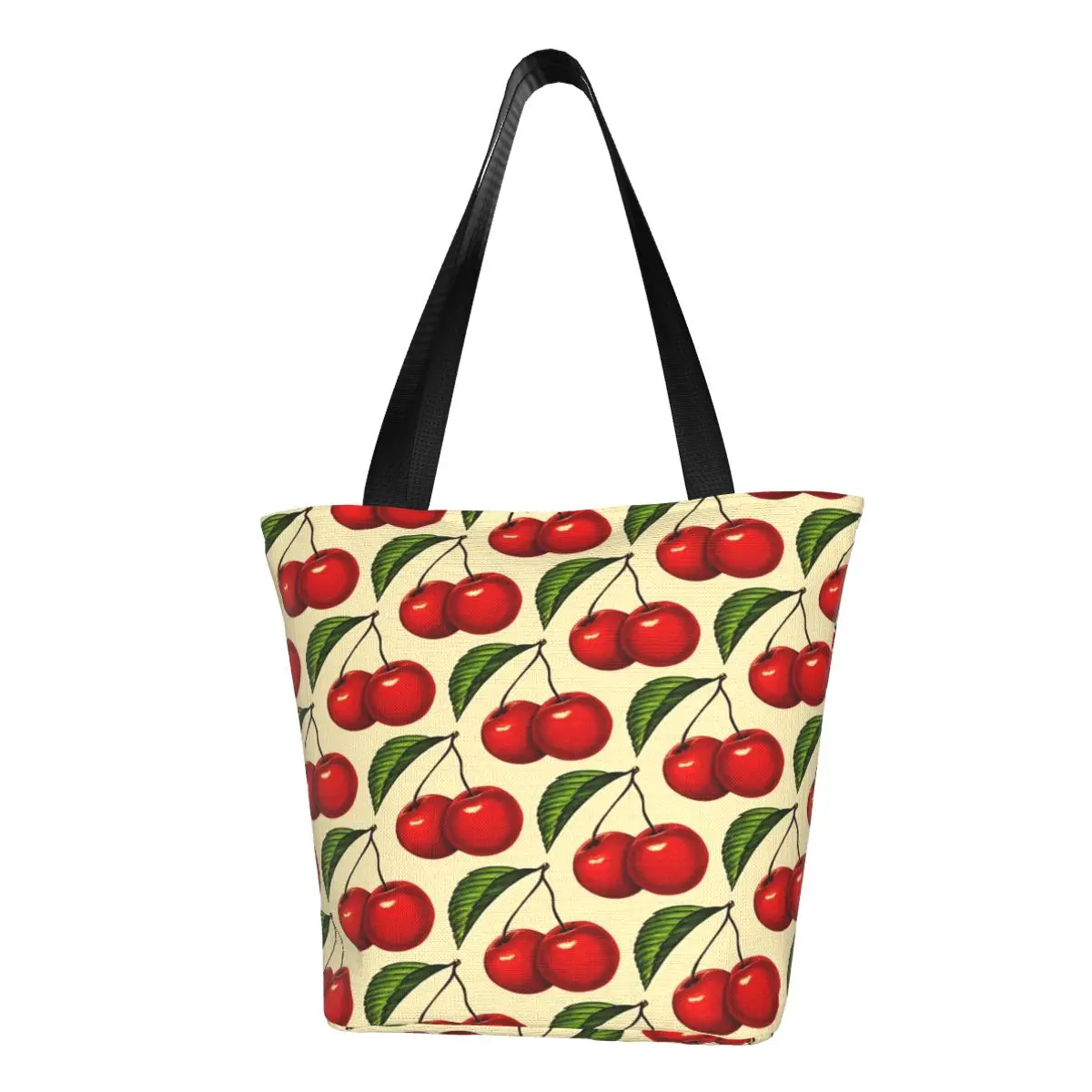 Cherry Pattern Casual Shoulder Tote Shopping Bag Portable Simple Generous For Beachcombing Halloween Gift