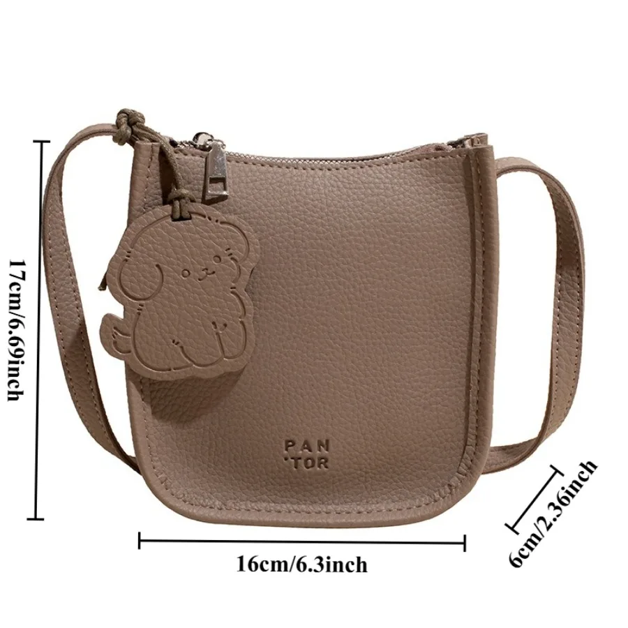 Borsa a secchiello coreana alla moda e generosa con grana di litchi per pendolarismo, senso senior della semplicità, borse a tracolla da donna
