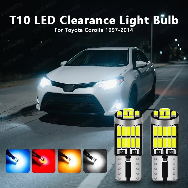 

For Toyota Corolla 1997-2014 2013 2012 2011 2010 2009 2008 2007 T10 W5W 2pcs LED Clearance Side Marker Parking Lights Bulbs