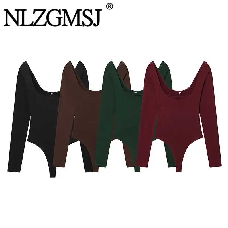 

Женский сексуальный комбинезон Nlzgmsj 2026 с глубоким вырезом, длинными рукавами, летняя модная уличная одежда, топ-комбинезон для женщин