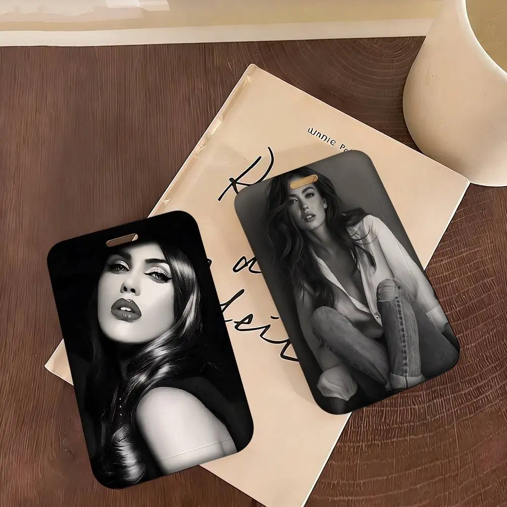 Black and white Caution Beautiful Lady Work Card Case for Exhibition ID Card Lanyard Badge Card Holder Pass Card Set