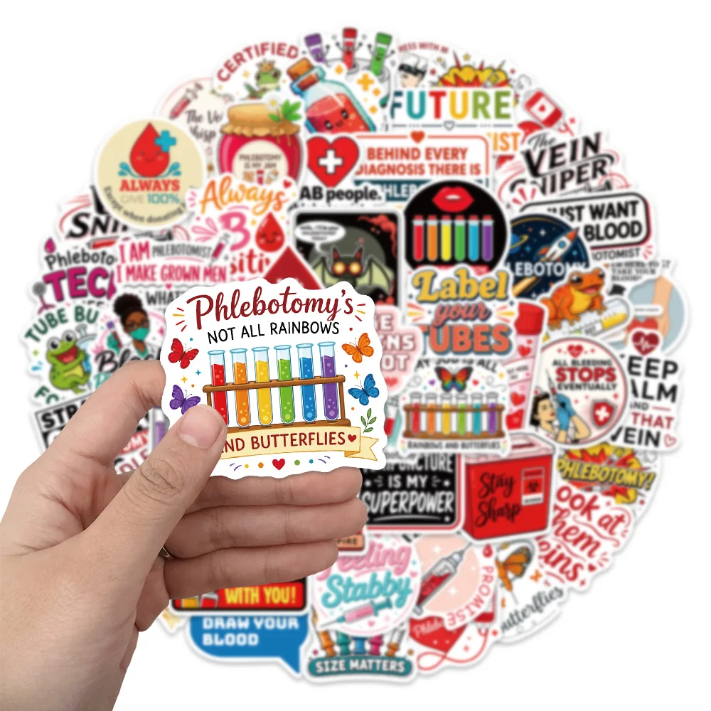 50PCS Fun Blood Collection, Medical Cartoon, Graffiti Stickers DIY Postcards Books Suitcases Notebooks Water Decorative Stickers