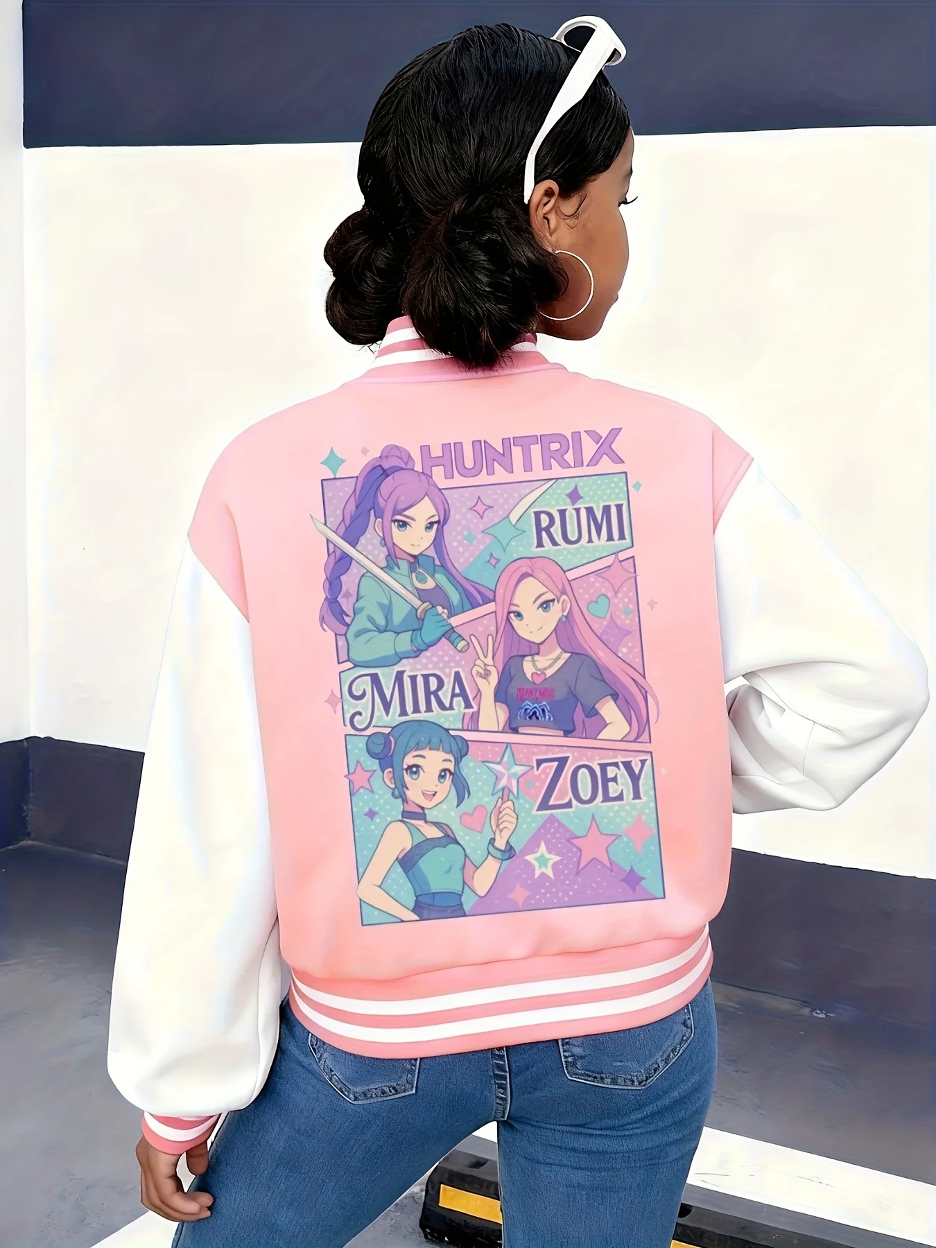 سترة اسكواش للعطلات مكونة من قطعة واحدة للفتيات - طباعة شخصية، قماش مطاطي قصير، ملابس خارجية غير رسمية لحفلات الخريف، مجموعة توين #2