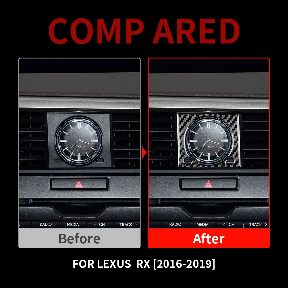 Real Carbon Fiber for Lexus RX RX300 RX350 RX450 2016 2017 2018 2019 2020 2021 Central Console Clock Sticker Trim Accessories