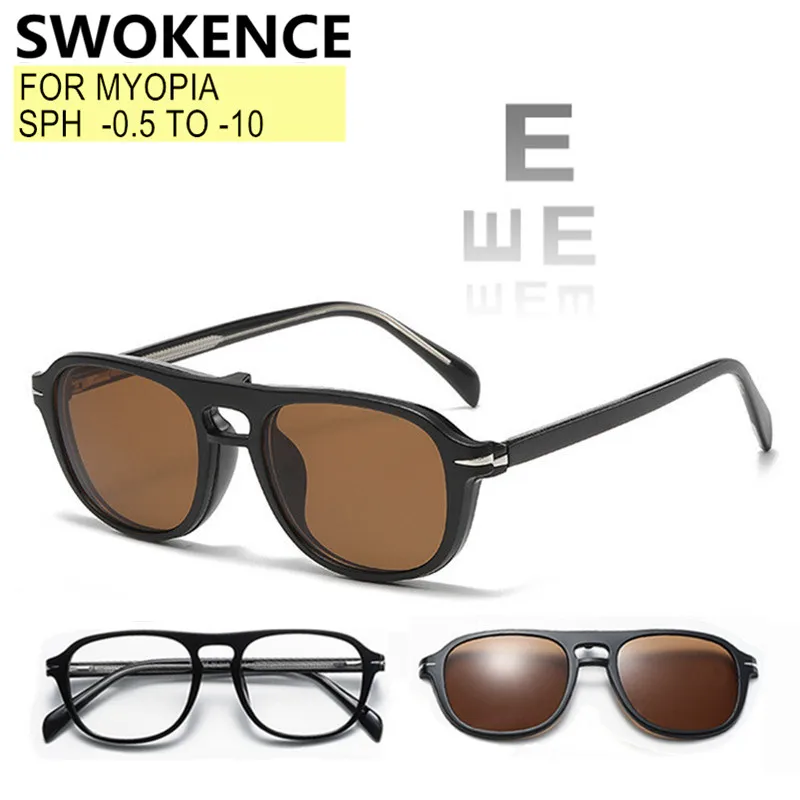 TR90 Frame Myopia glasses With Magnetic Clip-on Sunglasses Women Men Upscale Multifunctional Eyeglasses Prescription Custom F558