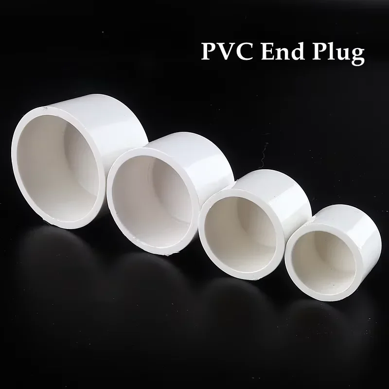 

PVC Water Supply Pipe End Plug Connector Plastic End Cap Fittings Irrigation System Watering White Parts