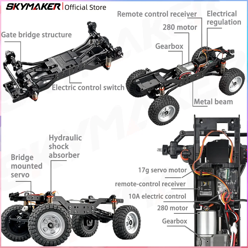 MN Model MN168 1/12 RC Crawler Car 2.4G 4WD Full‑Scale RTR Off‑Road Climbing Truck With 280 Motor RC Truck Metal Parts Toys Gift