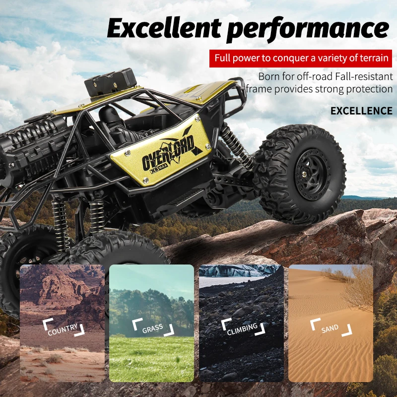 NUOVO 4WD Auto telecomandata 1:18 Off Road RC Buggy Truck con luci a LED per bambini Ragazzi Ragazze Giocattolo Regalo Indoor Outdoor Racing Drift