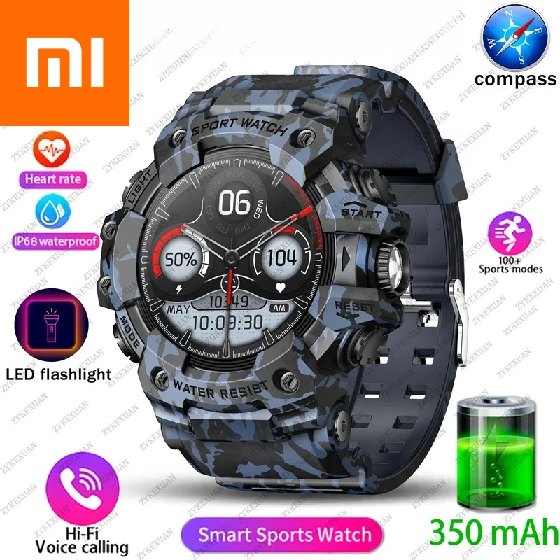 

Xiaomi спортивные умные часы мужские Bluetooth вызов красочные водонепроницаемые военные компас умные часы с фонариком для Android iOS